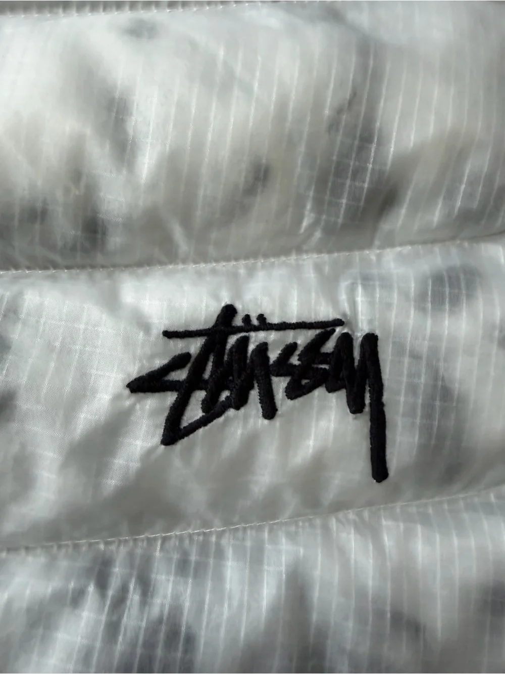 Nike x Stussy White Puffer Mini Skirt with Green Tie-Dye Accent: Size M